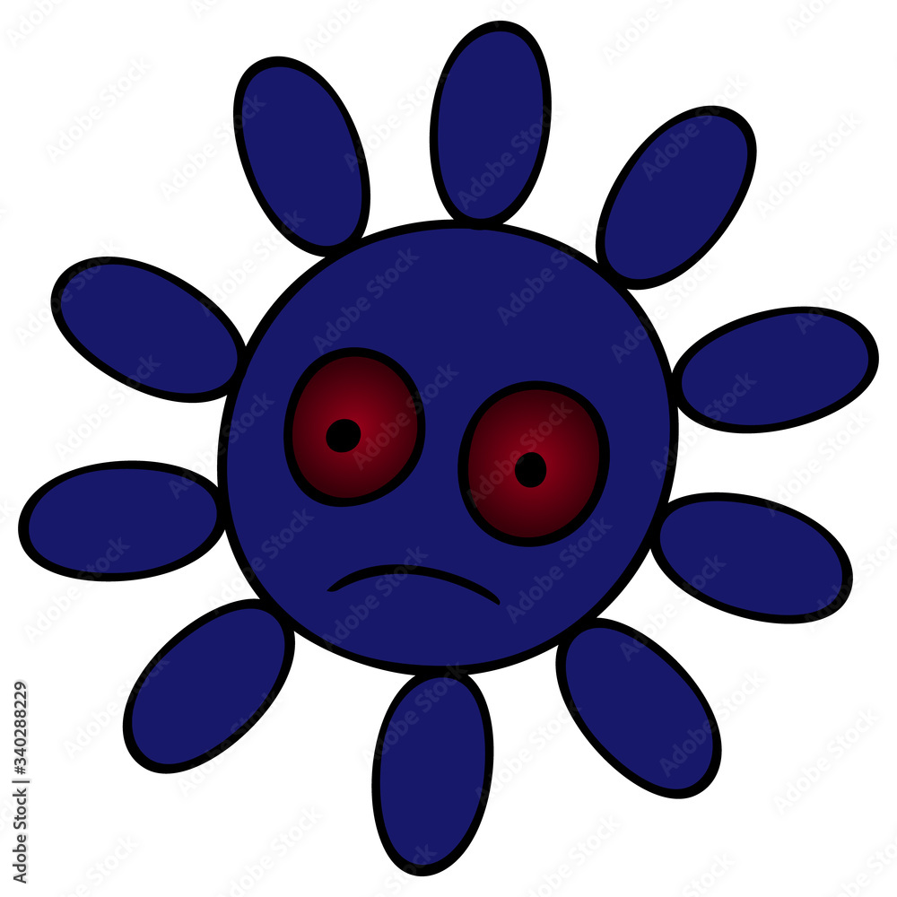 Fototapeta premium Virus, bacterium, microbe, pathogen. Color vector illustration. Microorganism on an isolated background. Medical topics. Coronavirus. The spread of a dangerous infection. Cartoon style.