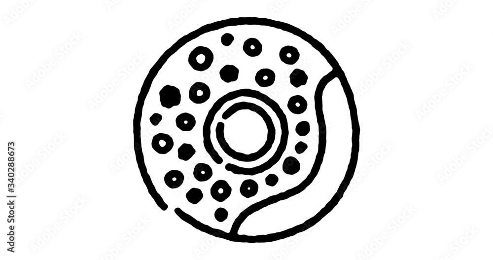 Hand drawn line icon animation for donut recipe to use as video design element. Minimalistic symbol made for motion graphic, can be used as loop item, has alpha channel. Hand drawn line icon animation for donut recipe to use as video design element. Minimalistic symbol made for motion graphic, can be used as loop item, has alpha channel.