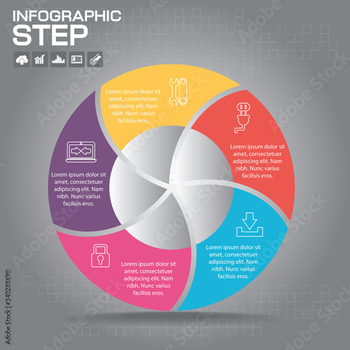 Vector infographics set of circle diagrams,  diagrams with options and icons. photo