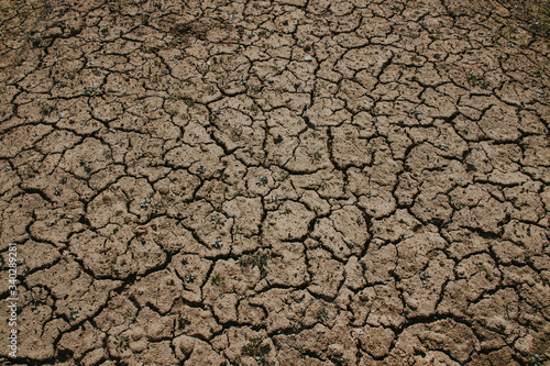Dry earth is thirsty for rain. Cracks in the soil.