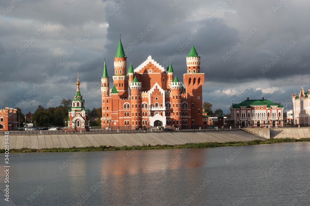 Naklejka premium decorative fake castles in the city