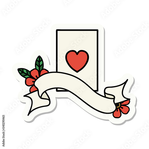 tattoo sticker with banner of the ace of hearts