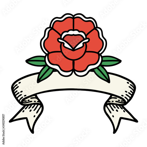 tattoo with banner of a flower