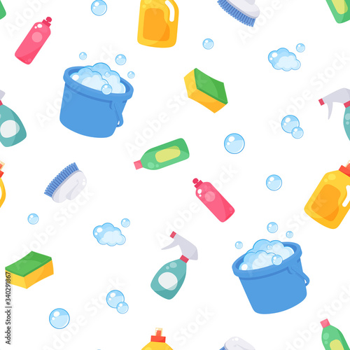 掃除用具のイラスト_シームレスパターン