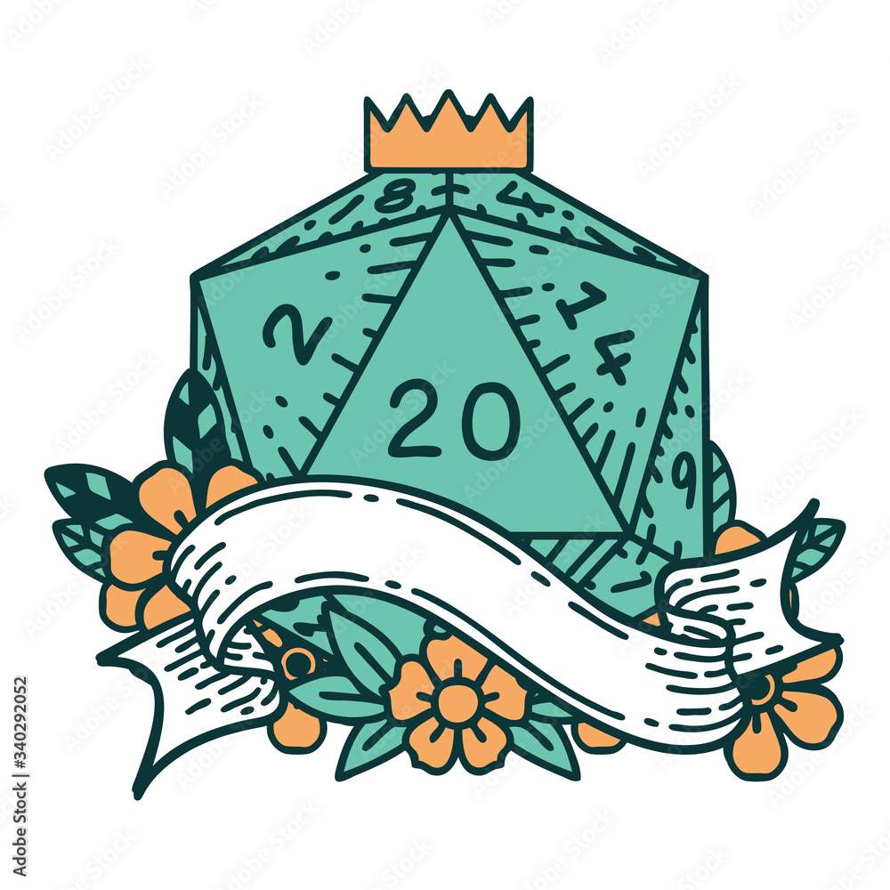 natural twenty D20 dice roll illustration