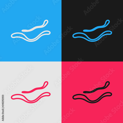Pop art line Ebola virus disease icon isolated on color background.  Vector Illustration