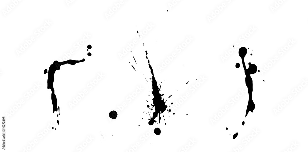 set brush stroke and ink black stain or splash black watercolor paint and liquid ink splash splatter is brushstroke grunge shape and paintbrush black line grungy design isolated on white background. set brush stroke and ink black stain or splash black watercolor paint and liquid ink splash splatter is brushstroke grunge shape and paintbrush black line grungy design isolated on white background.