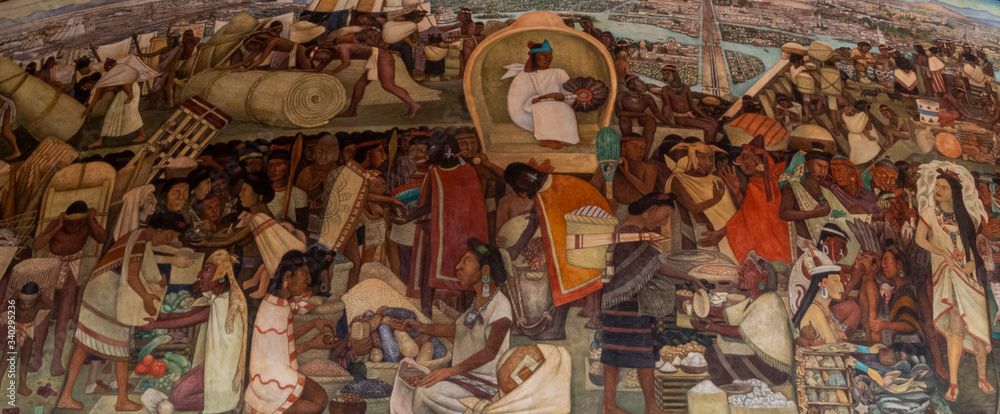 Aztec history murals by Diego Rivera in the National Palace, Palacio ...
