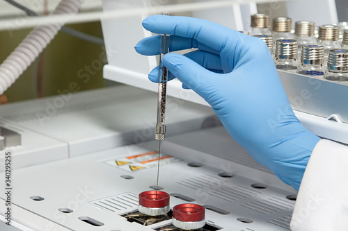 Chromatography equipment during analysis