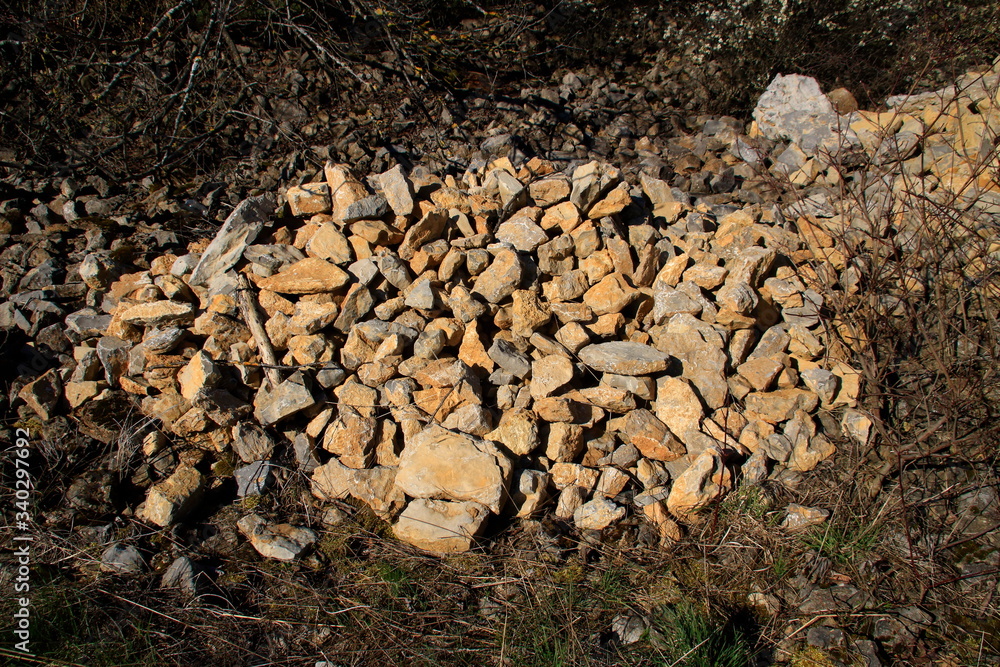 Obraz premium Steinhaufen in einer Hecke