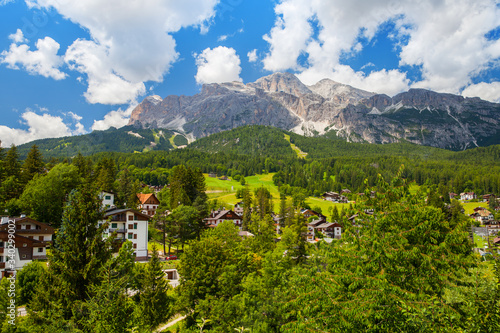 Wallpaper Mural picturesque view of the summer village in the Dolomites mountains Torontodigital.ca
