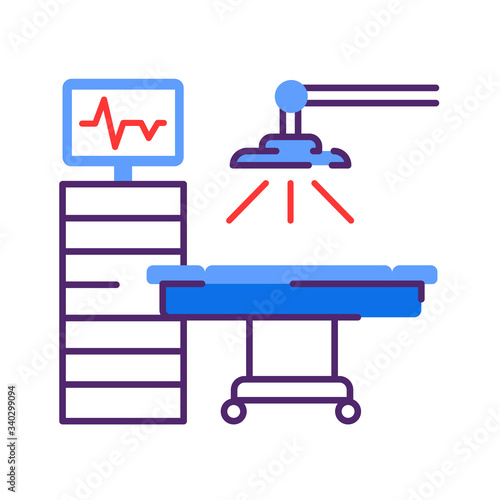 Operating hospital room and equipment line color icon. Surgical emergency. Sign for web page, mobile app, button, logo. Vector isolated element. Editable stroke