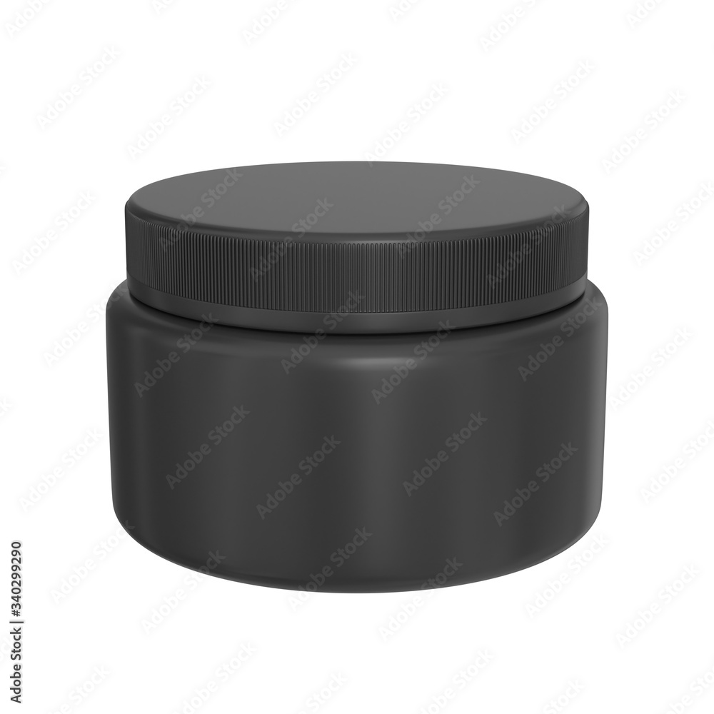 Black creme jar mockup. Cosmetic can template. 3d render Black creme jar mockup. Cosmetic can template. 3d render