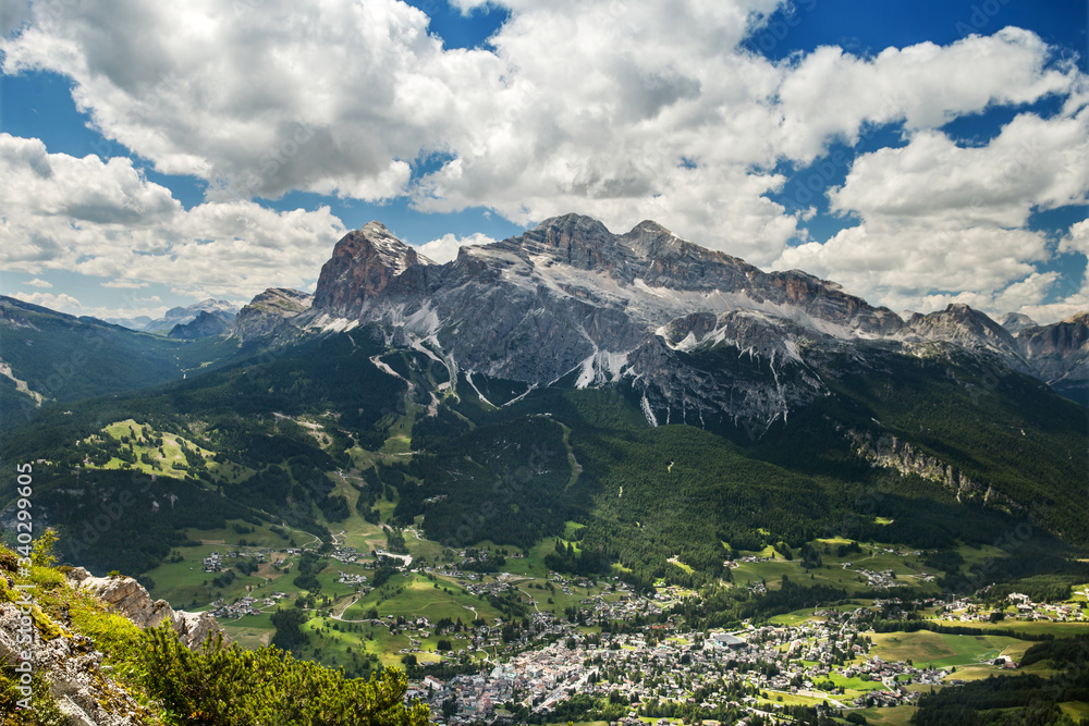 top view of Cortina D'ampezzo Dolomites, Italy