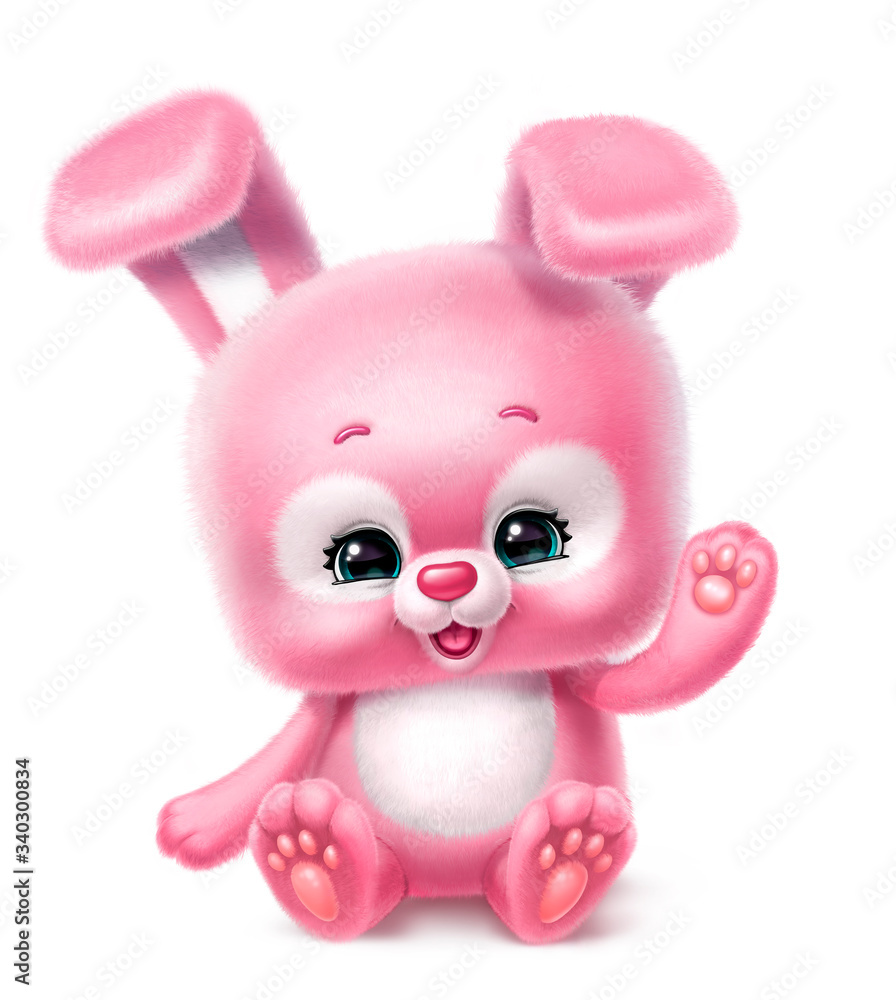 rabbit waving paw, isolated on white rabbit waving paw, isolated on white
