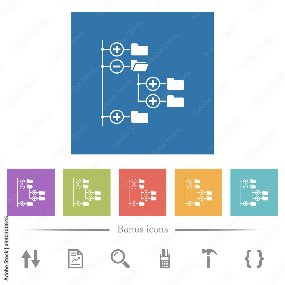 Naklejka premium Directory browser flat white icons in square backgrounds