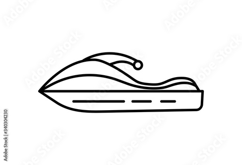 Outline jet ski icon isolated on white background.  Vector illustration for web design.