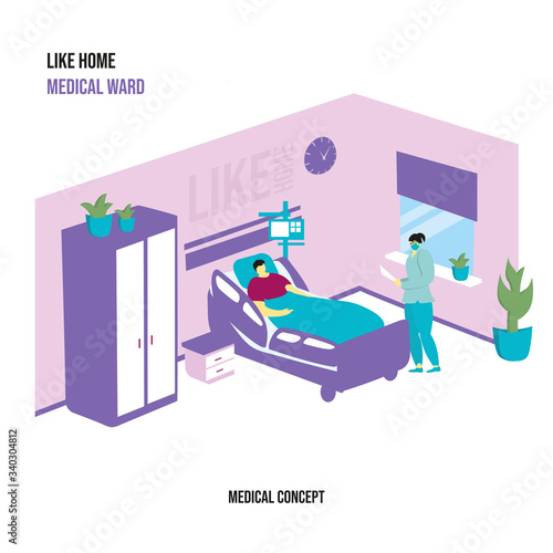 The patient is in the hospital room. Hospital ward. Visit doctor