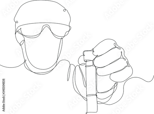 medico preleva un tampone, disegno stile linea singola continua