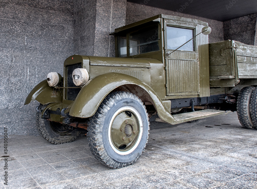 Vintage Army Jeeps. Soviet car of times of World War II.