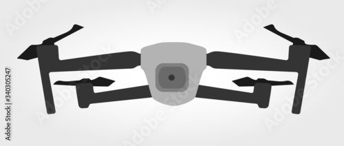 Quadcopter Drone with a photography camera. Front view - Flat Illustration