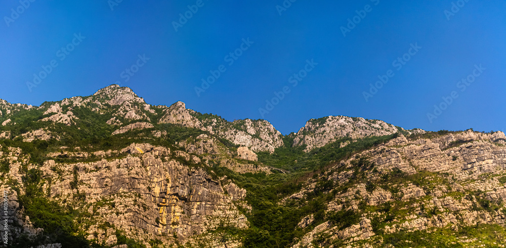Rocky mountains in the canyon of the Moraca river in Montenegro