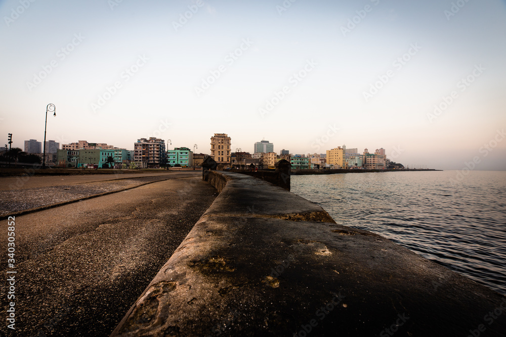 Scenic view of El Malecon, Havana, Cuba