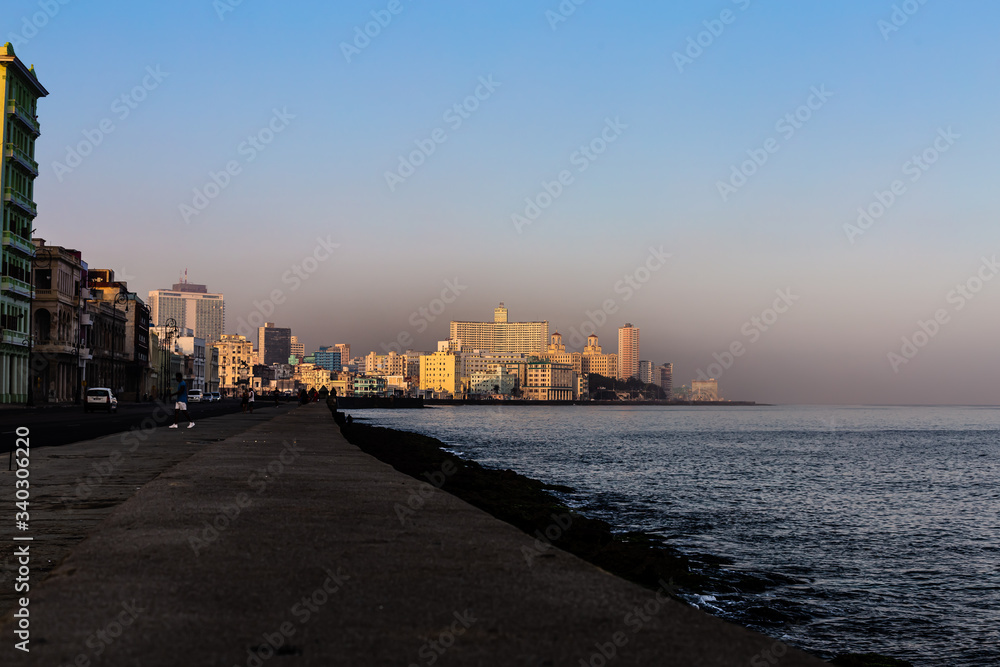 Scenic view of El Malecon, Havana, Cuba