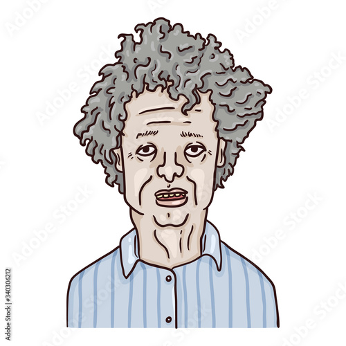 Vector Cartoon Character - Old Woman. Female Retired Person Portrait.