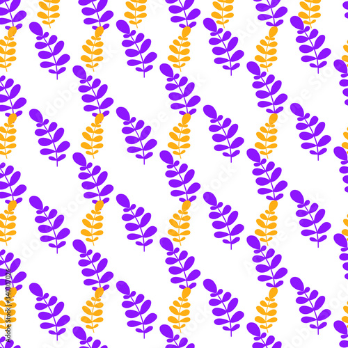 Vector flat tropical leaves pattern. Seamless botanic hand-drawn texture. Repeated pattern can be used for wallpaper, pattern, backdrop, surface textures.