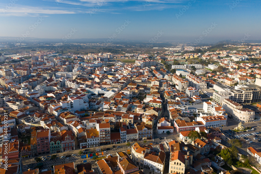 Caldas da Rainha City, Portugal. February, 2020 aerial view. Fruit Square