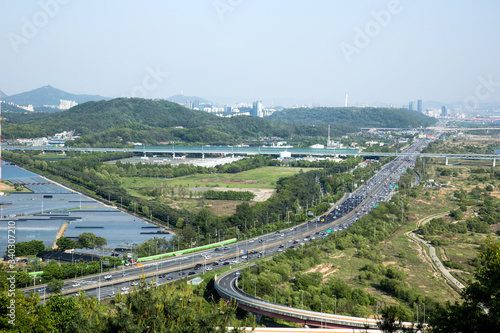 Expressway. Haengjusanseong Fortress in Goyang-si, South Korea. 