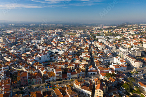 Caldas da Rainha City, Portugal. February, 2020 aerial view. Fruit Square
