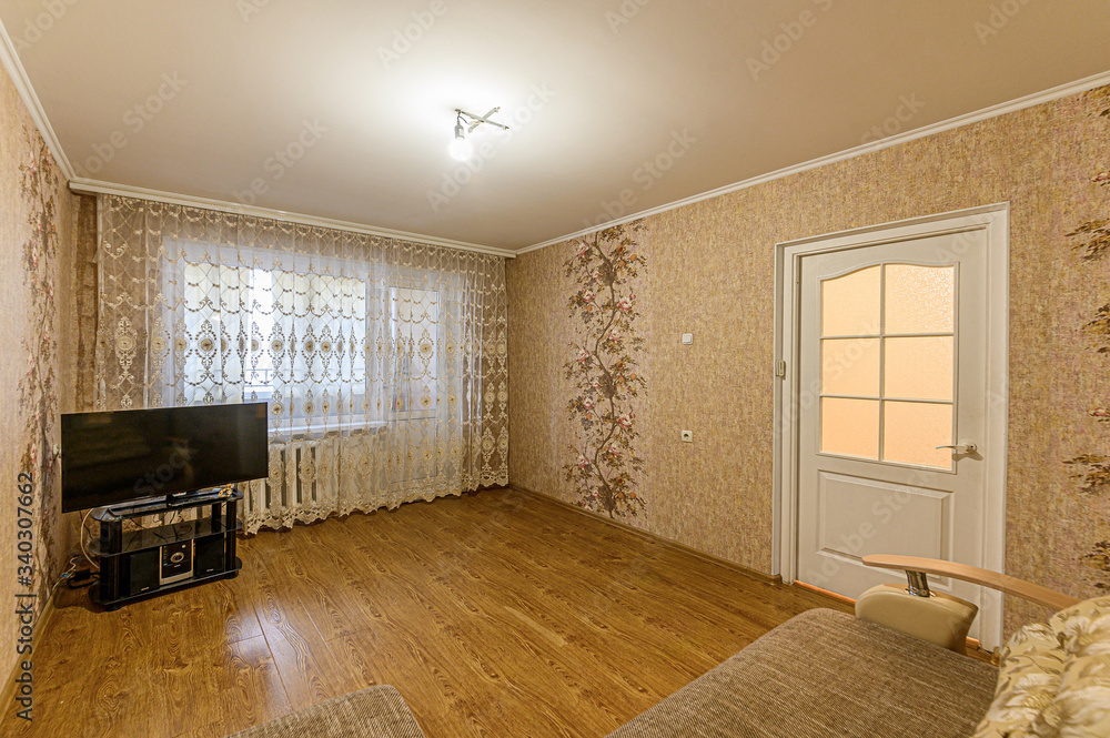 Obraz premium Russia, Moscow- December 15, 2019: interior room apartment modern bright cozy atmosphere. general cleaning, home decoration, preparation of house for sale