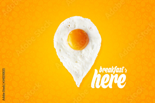 breakfast is here, location icon created from egg omelette (ID: 340310835)
