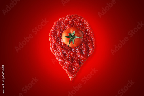 tomato is here, location icon created from tomato sauce (ID: 340311817)