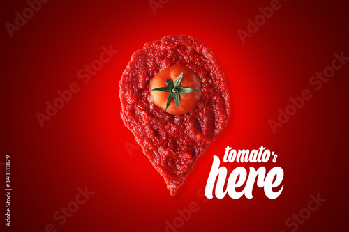 tomato is here, location icon created from tomato sauce (ID: 340311829)