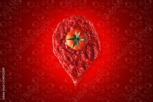 tomato is here, location icon created from tomato sauce (ID: 340312099)