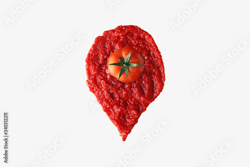 tomato is here, location icon created from tomato sauce (ID: 340312211)