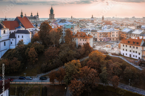 Obraz na płótnie Lublin z lotu ptaka w salonie