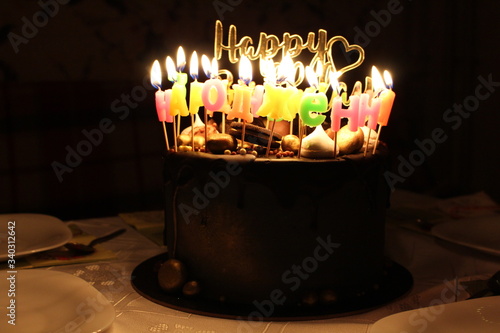 birthday cake with candles