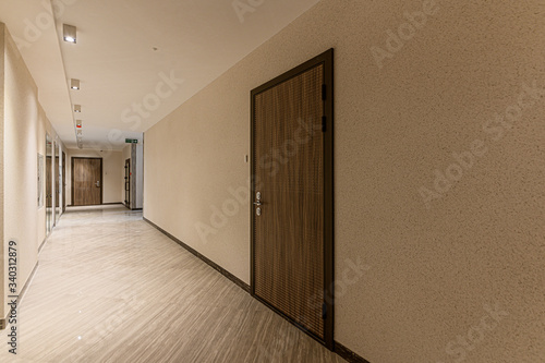 Fototapeta Naklejka Na Ścianę i Meble -  Russia, Moscow- December 15, 2019: interior room apartment public place, house entrance. doors, walls, corridors staircase