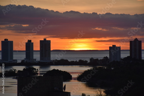 sunset over the city