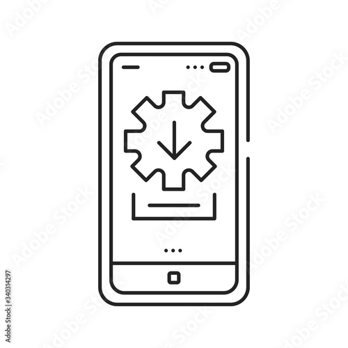 Installer black line icon. Tool for installing, updating, and configuring your products safely, securely. Pictogram for web page, mobile app. UI UX GUI design element. Editable stroke.