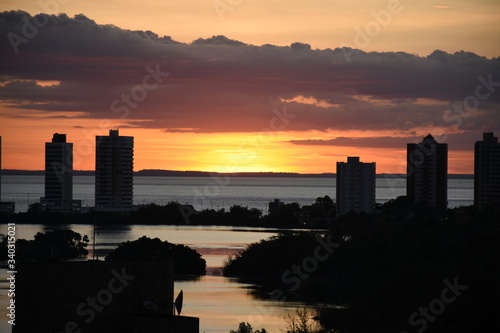 sunset over the river