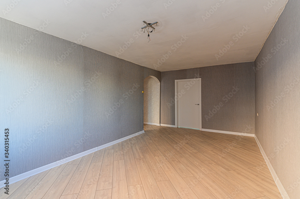 Russia, Moscow- December 15, 2019: interior bright empty room without furniture Russia, Moscow- December 15, 2019: interior bright empty room without furniture