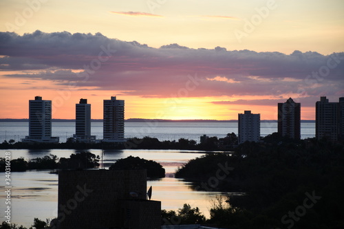 sunset over the city
