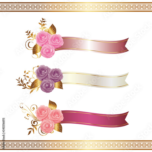 Decoration of Camellia and ribbon