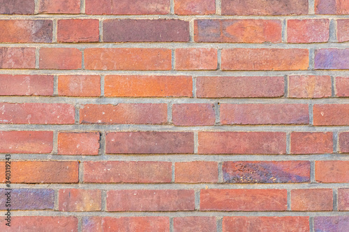 Red and orange dutch clinker brick facade close up shot