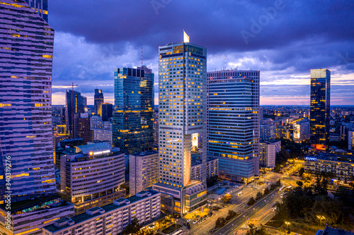 Obraz na płótnie Warszawa z lotu ptaka w salonie